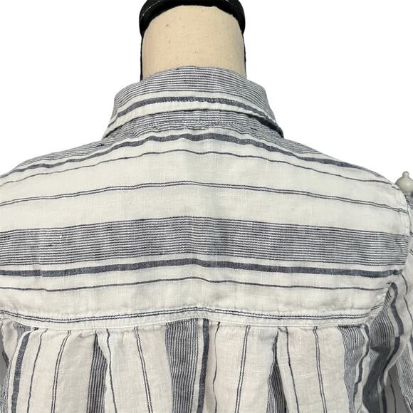 Athleta Women's 100% Linen Navy White Striped Beachy Peninsula Tunic Top Sz M - Picture 4 of 6
